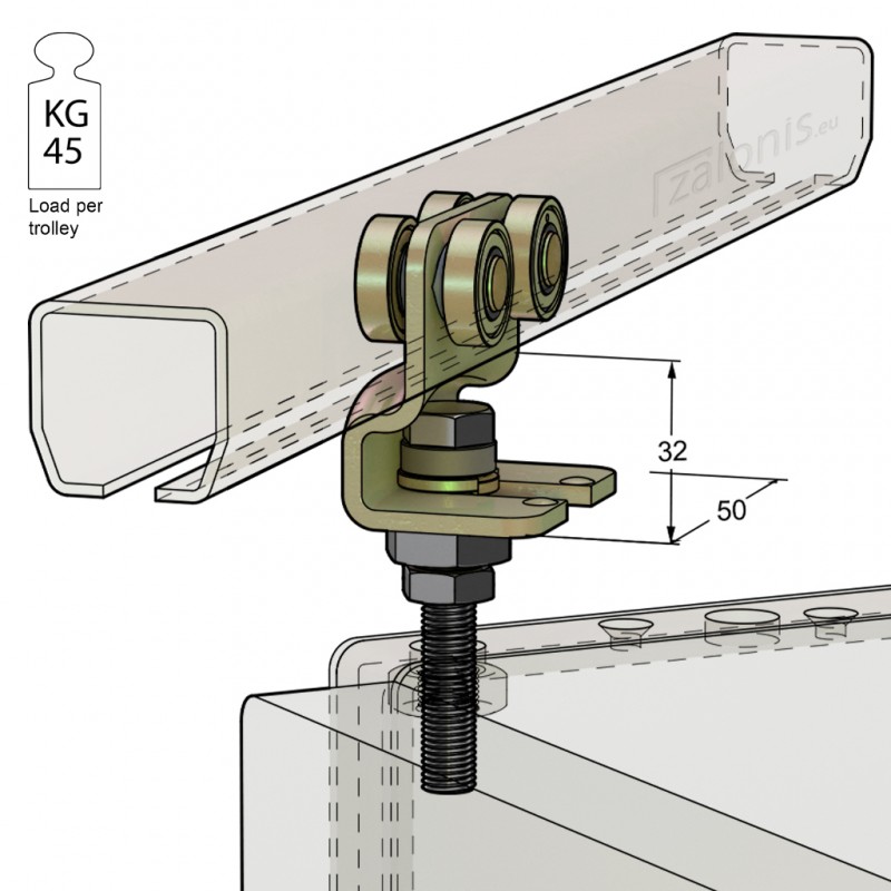 2 PAIR RAIL ROLLER H21 / 45Kg